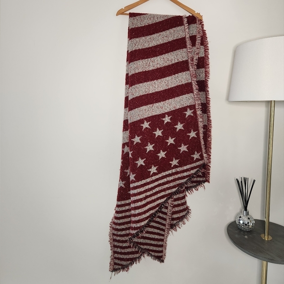Collection Eighteen American Flag Fringe Knit Scarf Shawl Wrap - Picture 11 of 12